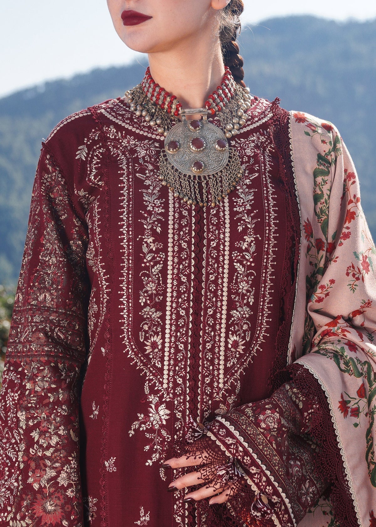 3 Piece - Unstitched Fully Embroidered Dhanak Fabric