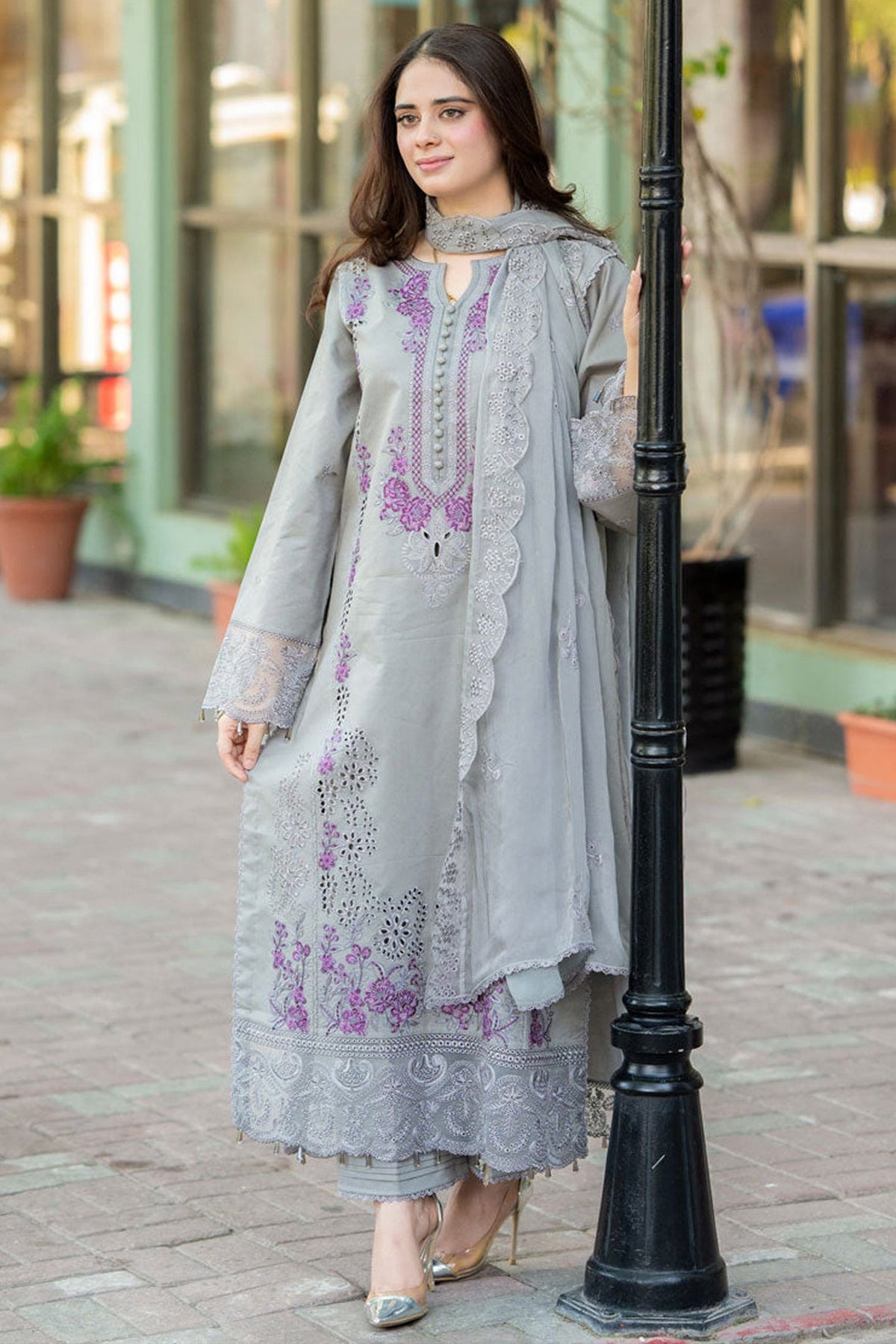 MS 170-3 Piece - Unstitched Fully Embroidered Lawn Fabric