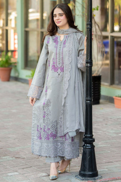 MS 170-3 Piece - Unstitched Fully Embroidered Lawn Fabric