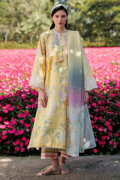 JZ 205-3 Piece - Unstitched Printed Lawn Fabric