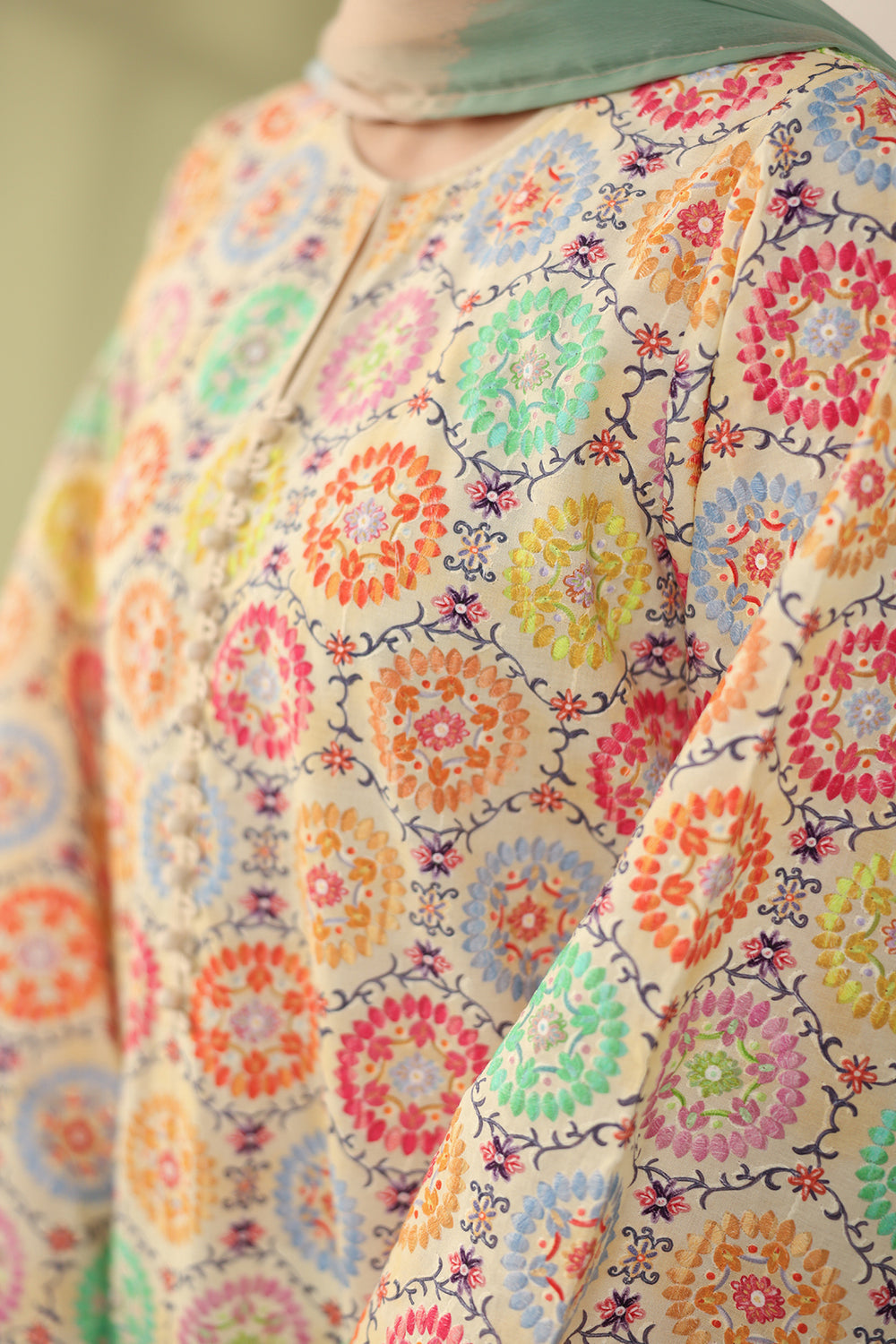 BQ-201-3 Piece - Unstitched Printed Lawn Fabric