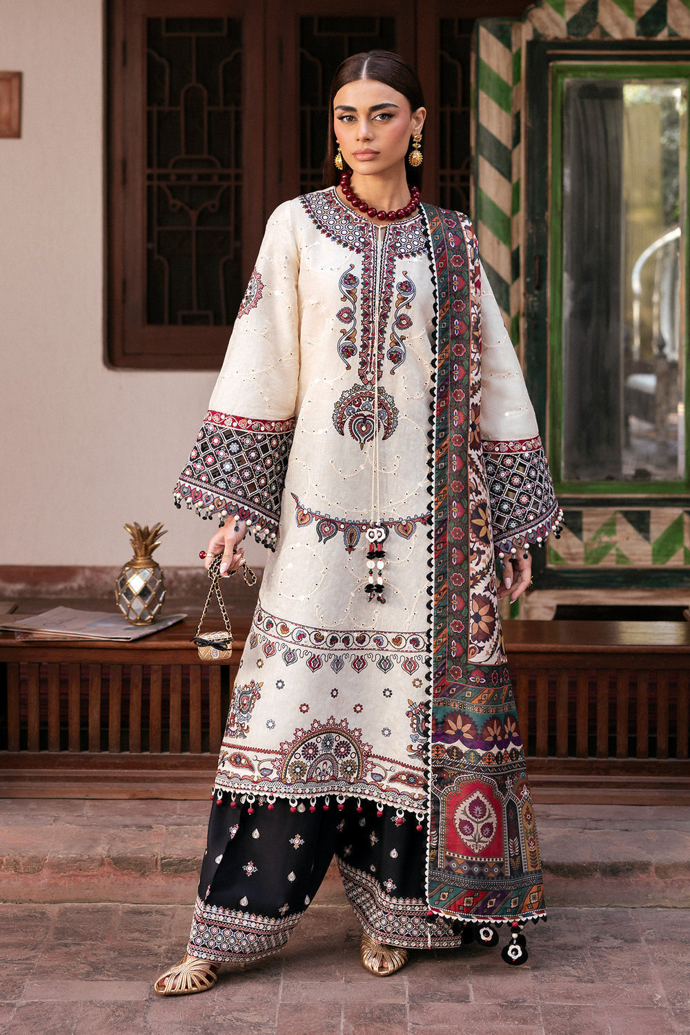 JZ-2800-3 Piece - Unstitched Fully Embroidered Lawn Fabric