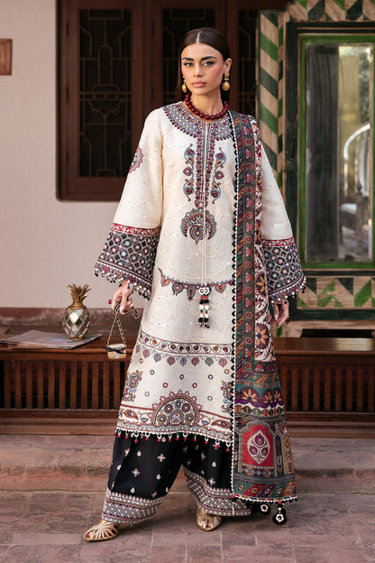 JZ-2800-3 Piece - Unstitched Fully Embroidered Lawn Fabric