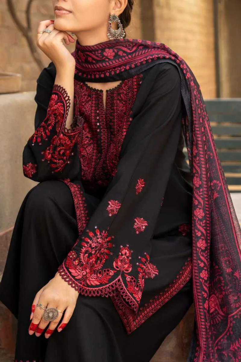 3 Piece - Unstitched Fully Embroidered Dhanak Fabric