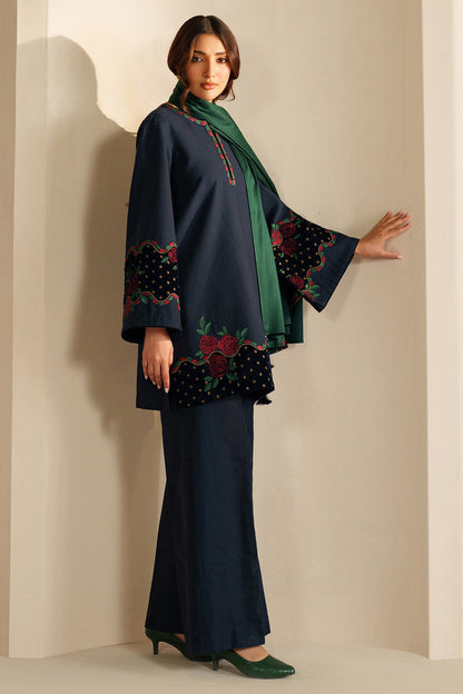 3 Piece - Unstitched Fully Embroidered Dhanak Fabric SP-155