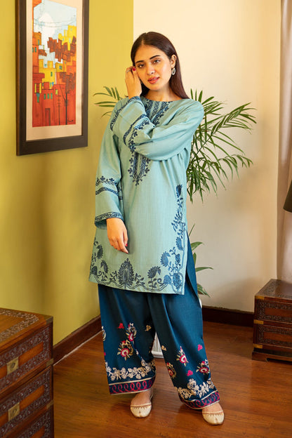 AK 930-2 Piece - Unstitched Fully Embroidered LawnFabric