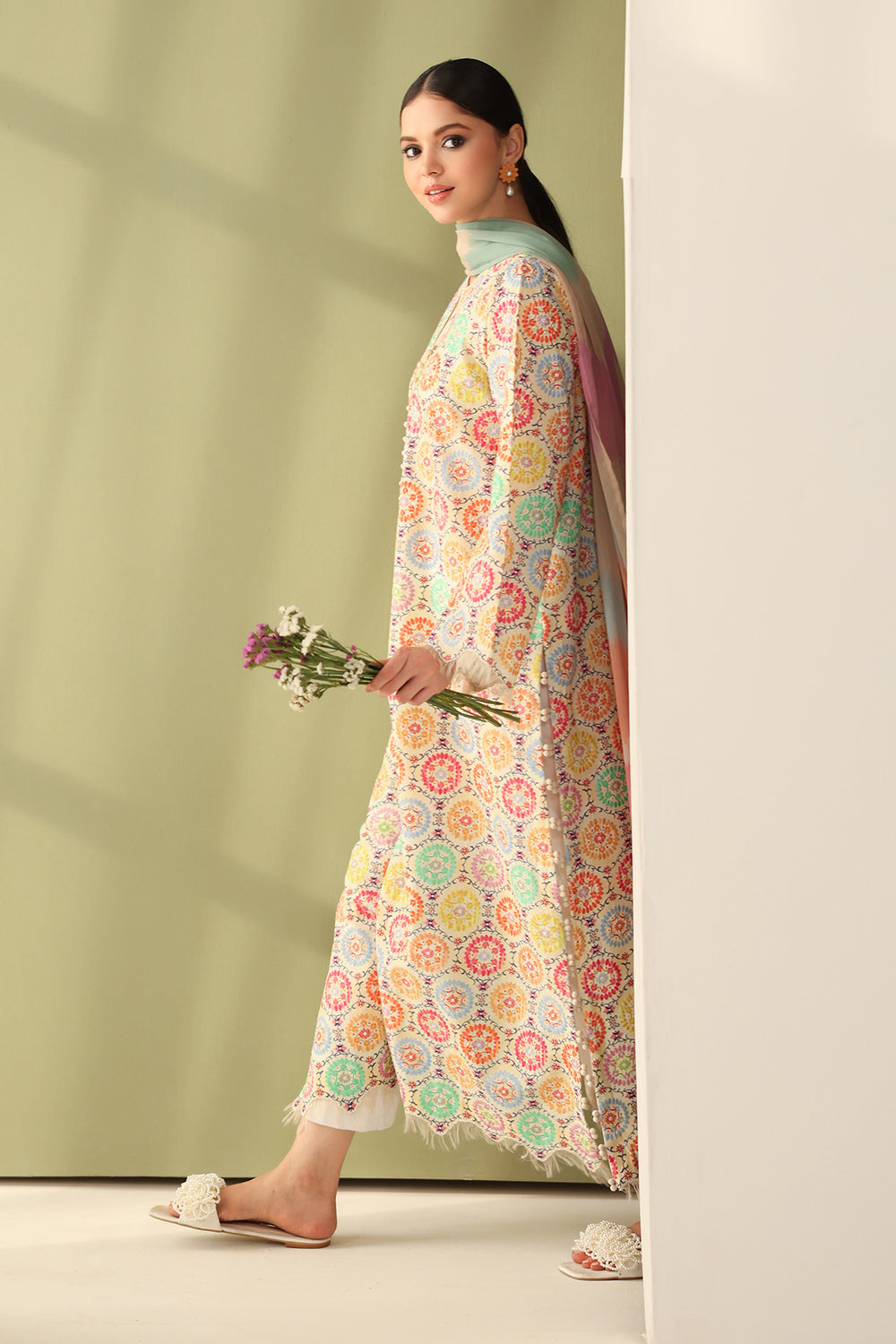 BQ-201-3 Piece - Unstitched Printed Lawn Fabric