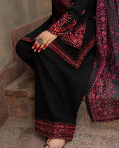 3 Piece - Unstitched Fully Embroidered Dhanak Fabric