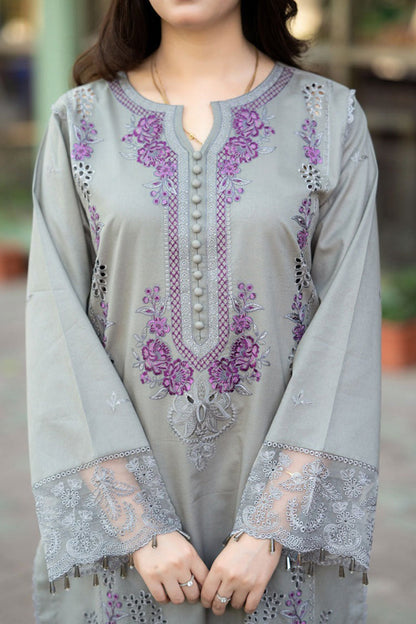 MS 170-3 Piece - Unstitched Fully Embroidered Lawn Fabric
