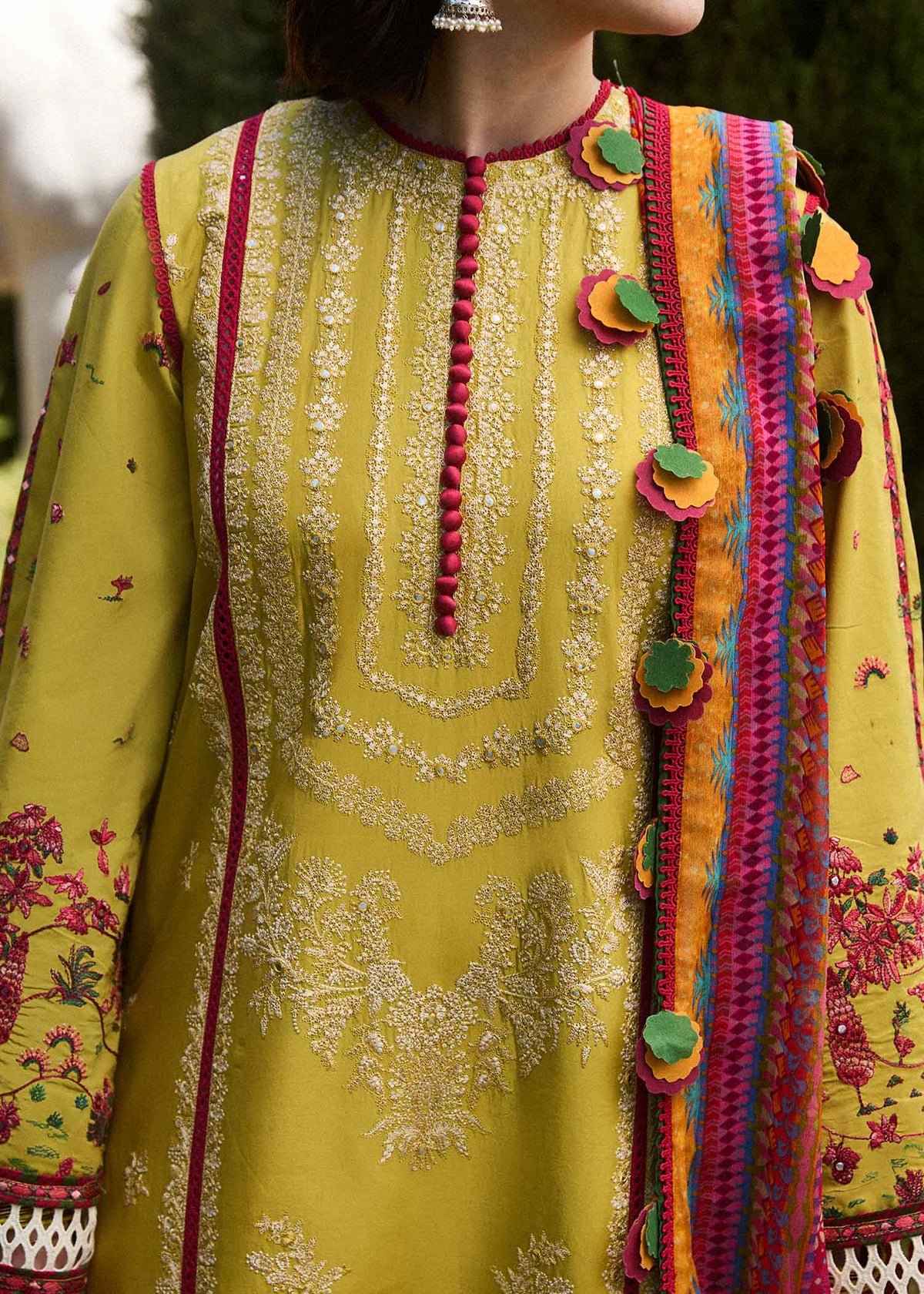 3 Piece - Unstitched Fully Embroidered Dhanak Fabric