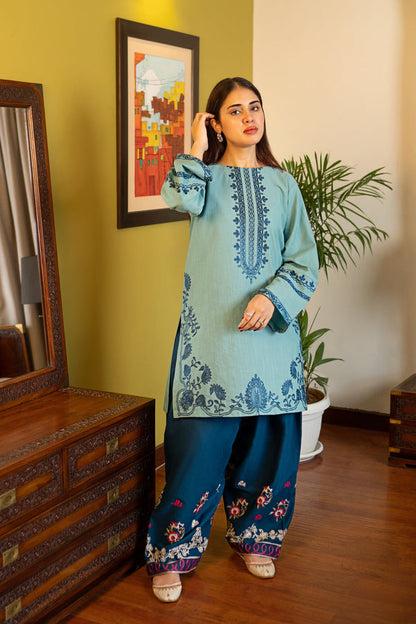 AK 930-2 Piece - Unstitched Fully Embroidered LawnFabric