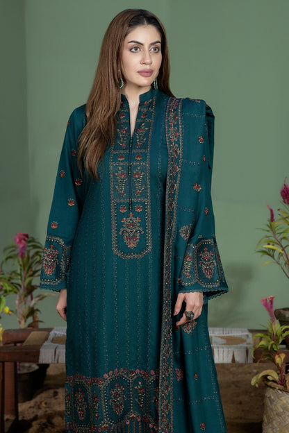 3 Piece - Unstitched Fully Embroidered Dhanak Fabric AJ-940