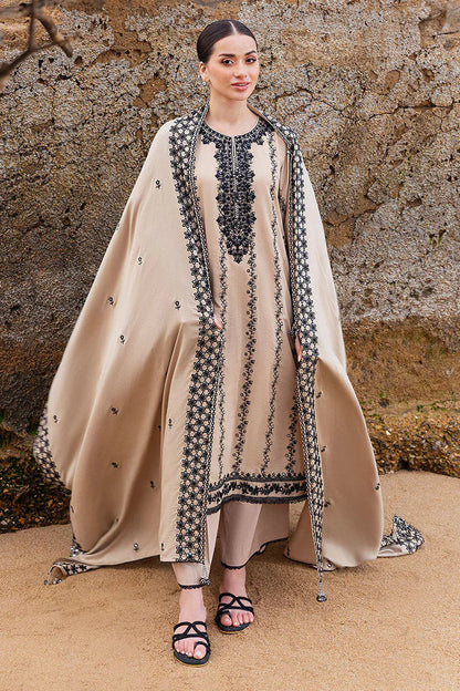 3 Piece - Unstitched Fully Embroidered Dhanak Fabric