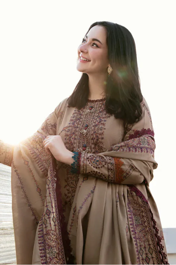 FL-895-3 Piece - Unstitched Fully Embroidered Dhanak Fabric