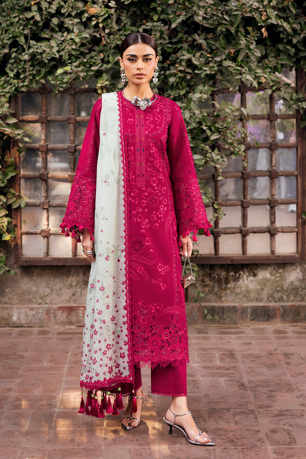 JZ-2760-3 Piece - Unstitched Luxury Embroidered Lawn Fabric