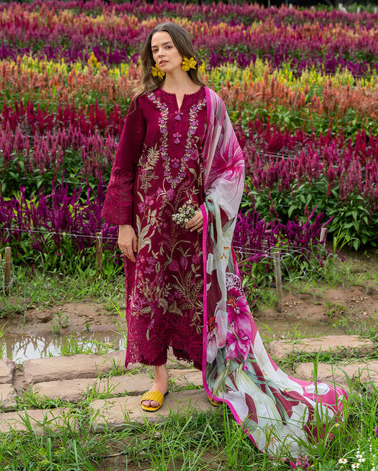 MS-2750-3 Piece - Unstitched Embroidered Lawn Fabric