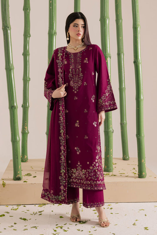 BT 2860- Lawn 3 Piece Unstitched Embroidered Suit (Chiffon Embroidered Dupatta)