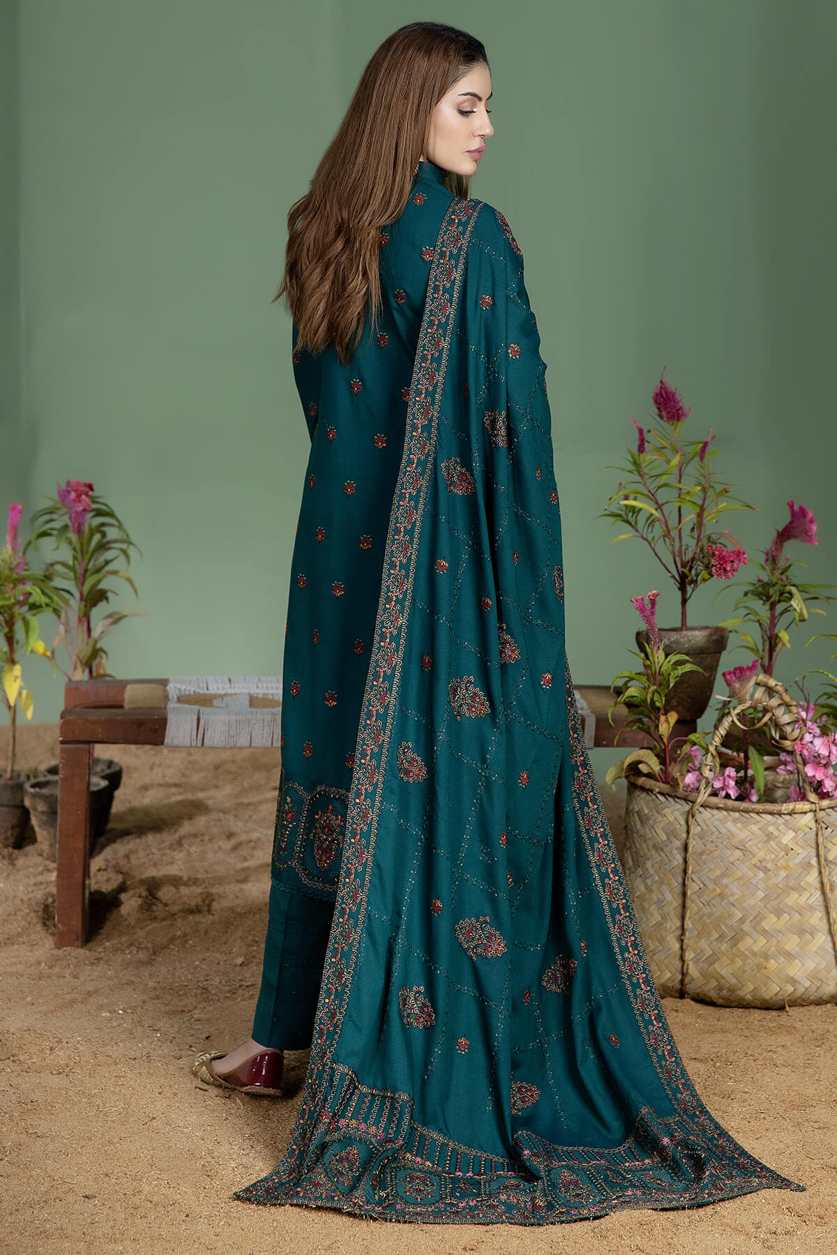3 Piece - Unstitched Fully Embroidered Dhanak Fabric AJ-940