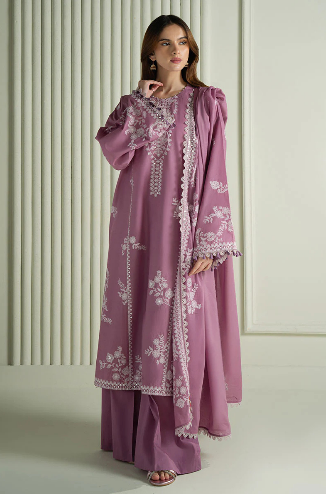 CS-900-3 Piece - Unstitched Fully Embroidered Lawn Fabric With Embroidered Lawn Dupatta