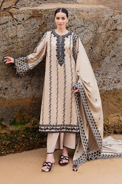 3 Piece - Unstitched Fully Embroidered Dhanak Fabric