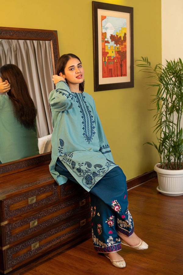 AK 930-2 Piece - Unstitched Fully Embroidered LawnFabric