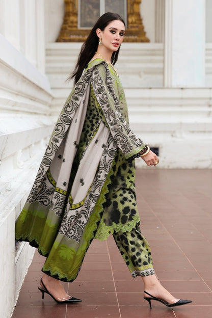 3 Piece - Unstitched Digital Printed Khaddar Fabric With Embroidered Laces