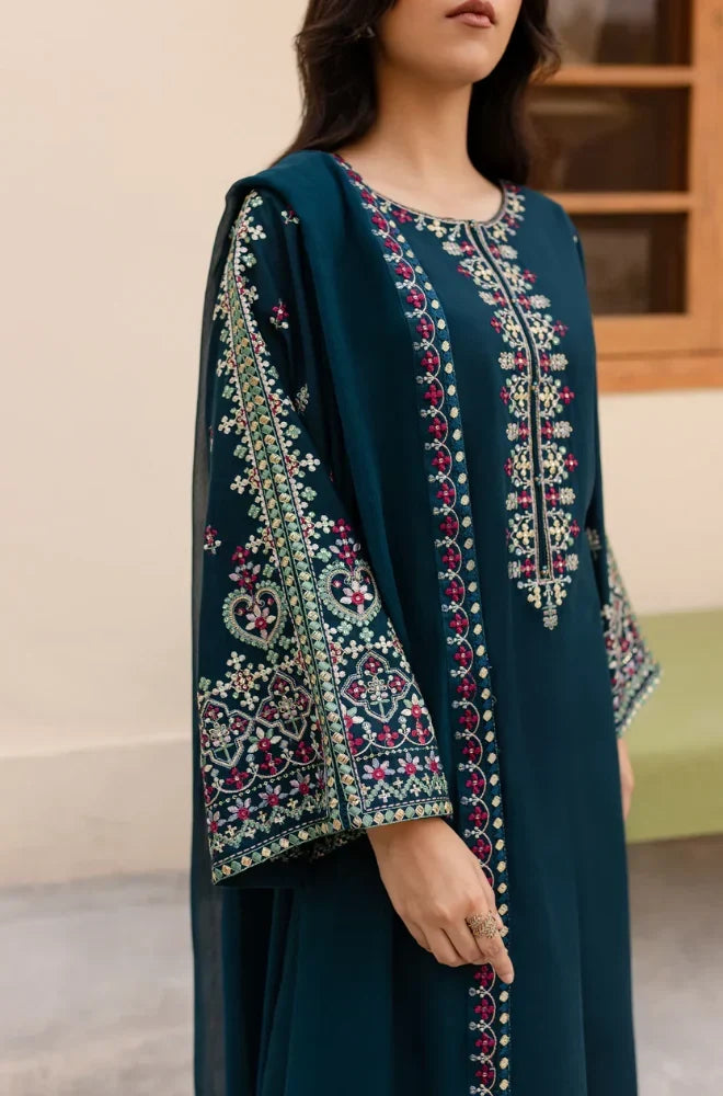 LM-585  3 Piece - Unstitched Fully Embroidered Lawn Fabric