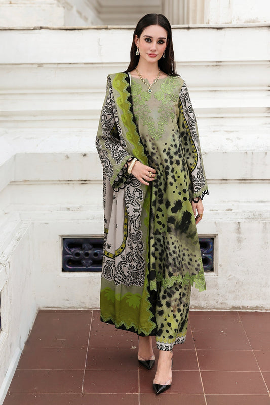 3 Piece - Unstitched Digital Printed Khaddar Fabric With Embroidered Laces