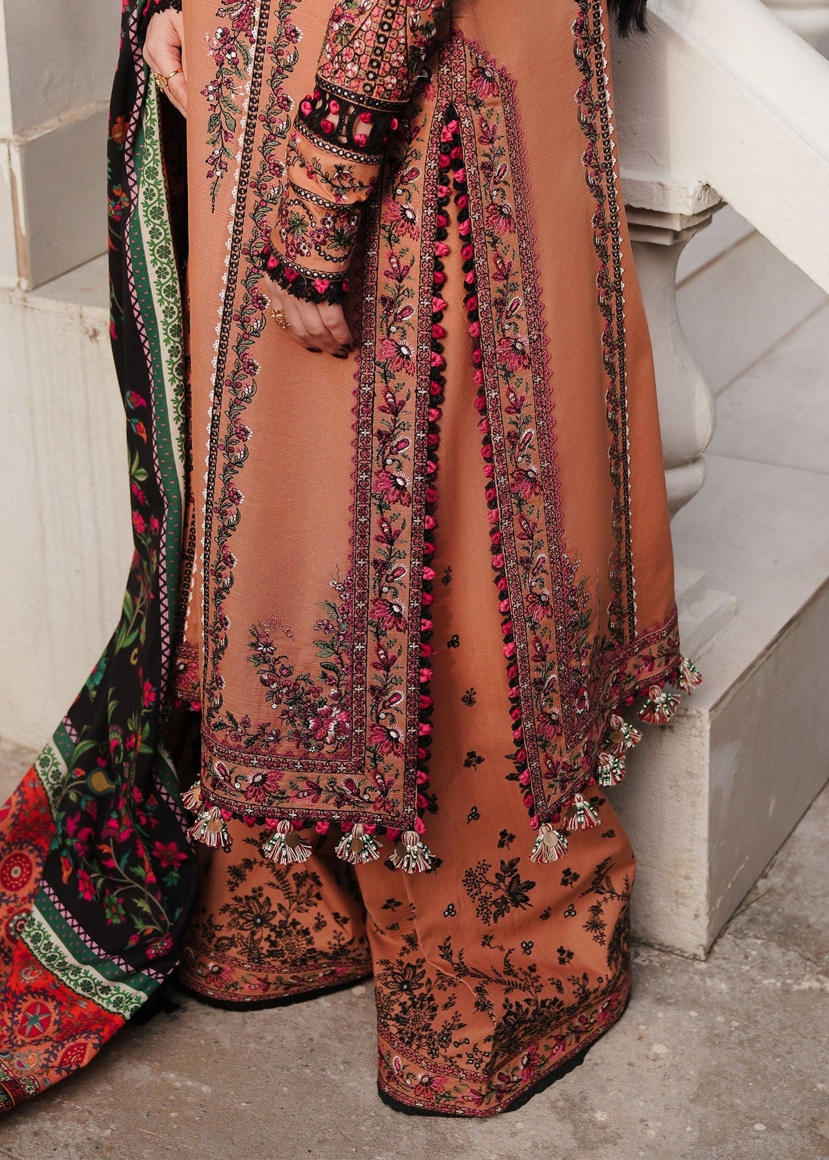 AL 975-3 Piece - Unstitched Fully Embroidered Dhanak Fabric
