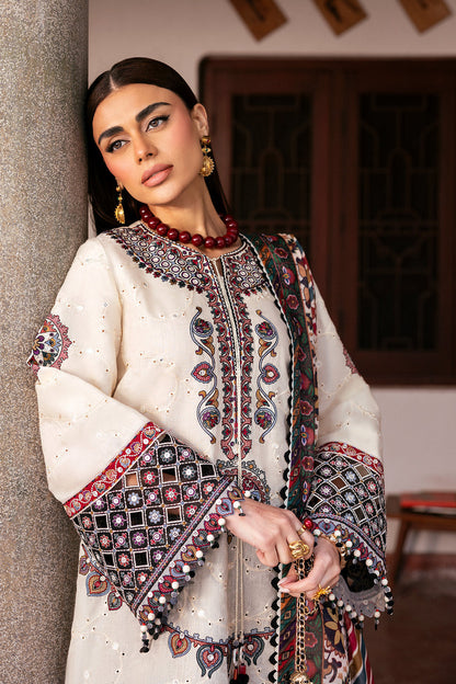 JZ-2800-3 Piece - Unstitched Fully Embroidered Lawn Fabric